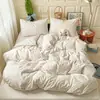 Juego de cuatro piezas floral combinable 100% algodón para niñas, funda nórdica de algodón puro, juego de tres piezas de sábana bajera, ropa de cama de sábana bajera ajustada estilo ins para primavera-verano
