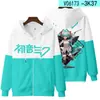 Nova Série Hatsune Miku Impressa em 3D Jaqueta Cardigan com Zíper Moletom com Capuz cosplay Periféricos de Animação
