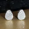 Pendientes de Gota de Agua Completamente de Diamante de Venta Caliente Plata Forma de Pera Pendientes Densos de Circonita