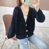 Estilo coreano primavera, otoño e invierno Nuevo estilo abrigo de lana sintética de visón elegante cárdigan de punto corto suelto para commuter suéter de comercio exterior para mujer