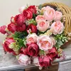 Flores Artificiales Nuevas con 5 Cabezas, Rosas Pastorales para Decoración de Sala de Estar y Mesa de Comedor, Flores de Seda, Decoración del Hogar Fresca y Sencilla