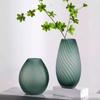 Jarrón grande a rayas, decoración de suelo, arreglo floral para sala de estar 2021, nueva decoración de vidrio para mesa de comedor verde esmerilado