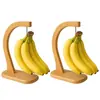 Estante de madera para plátanos de escritorio de verano, estante colgante para conservación y almacenamiento de frutas, bandeja de frutas multifuncional de bambú para plátanos