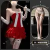 Lencería Sexy con un Lazo y Cinta, Vestido Pastel Suave y Lindo, Uniforme de Chica de Deseo Puro para Nochebuena