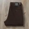 Pantalones Casuales Rectos de Sarja de Algodón Modal Grueso Elástico Simples Versátiles de Gama Alta Color Caqui para Hombre de Otoño e Invierno Europeo