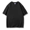 Camiseta de manga corta de 60 g para hombre y mujer, corte holgado, manga corta, camiseta de algodón peinado con hombros caídos para parejas