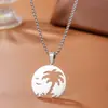 Collar Geométrico Popular de Acero Inoxidable Transfronterizo, Nuevo Colgante Estilo Vacacional Chapado en Oro de 18 quilates, Acero de Titanio Versátil para el Verano