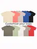 Camiseta Básica Lisa de Algodón Grueso Casual de Manga Corta al por Mayor Cuello Redondo Holgada Marca de Moda para Hombre Fábrica DIY Manga Media Lisa para Mujer