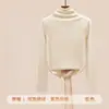 Camiseta Básica para Meninas com Gola Alta Dupla Face em Veludo Alemão Outono e Inverno 2025 Nova Camiseta de Manga Longa com Gola de Pelo Escovado