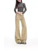 Jeans Caqui Sueltos Acampanados para Mujer 2026 Estilo Nuevo Primavera/Verano Adelgazantes Caída de Tela Pantalones de Campana Largo hasta el Suelo