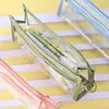 Bolsa Triangular Estéreo de Lona de PVC con Doble Capa y Cremallera para Lápices, Bolsa Portátil de Cosméticos para Estudiante de Primaria, Bolsa Grande para Papelería de Examen, Venta al por Mayor