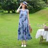 Vestido de Algodón Seda para Mujer Verano Talla Grande Elegante Suelto Adelgazante Casual Floral Vestido Largo para Madre Gordita