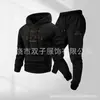 Moda Europea y Americana Transfronteriza Estampado Casual Traje de Dos Piezas para Hombre Sudadera con Capucha y Pantalón Largo Traje Deportivo para Hombre Primavera y Otoño