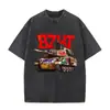 Camiseta Punk Rock Y2K Estilo Lavado Transfronteiriço Vintage Banda de Rock