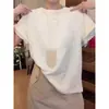 Camiseta de Manga Corta Regular con Hombro Caído, Espesa y Cepillada, Color Magenta para Mujer, Camiseta Básica Versátil de Moda Casual, Top de Algodón Puro para Verano