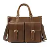 Pasta de Couro Crazy Horse Masculina Bolsa de Mão de Couro Bovino de Primeira Camada de Alta Qualidade Coleção de Pastas de Couro Crazy Horse Masculinas para Comércio Exterior