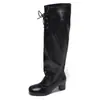 Botas negras de estilo británico hasta la rodilla con tacón grueso, botas largas para mujer, nuevo modelo otoño 2026, que aumentan la altura, adecuadas para faldas, botas largas estilo jinete
