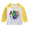 Camiseta de Manga Longa para Meninos e Meninas Primavera e Outono 2023 Nova Camiseta Básica Gola Redonda Infantil Top de Algodão Bonito para Crianças