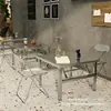 Mesa Dobrável de Aço Inoxidável para Uso Doméstico, Montagem de Barraca ao Ar Livre, Barraca de Feira Noturna Comercial, Mesa Quadrada Pequena, Mesa de Jantar Simples, Metal