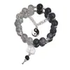 Pulseira de Impressão Wang Yechang Design de Nicho Feminino Nova Pulseira de Contas Dupla Camada Taiji Bagua Chinês Estilo Nacional