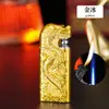 Criativo duplo fogo direto punch conversão fogo aberto inflável isqueiro metal relevo tridimensional Dragon homens mais leve atacado