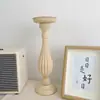 Estilo Nórdico Coluna Romana Retrô Suporte de Vela de Madeira Branco Liso Ornamento Decorativo Simples Não Acabado Estilo Casa de Hóspedes Adereço de Fotografia