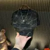 Camiseta de Manga Corta para Hombre Estilo Nuevo 2026 con Pedrería de Estrellas, Diseño Desgastado, Cuello Redondo, Camiseta Básica Casual de Manga Corta para Hombre