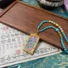 Regong Tíbet Nepal Thangka Pintado a Mano Puro Tara Verde 2*4 Collar Conjunto Terminado