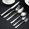 Acero Inoxidable 304 Cuchillo para Bistec Estilo Occidental Tenedor Cuchara Restaurante Hotel Hogar Vajilla de Alta Gama Mango Cuadrado Engrosado Cuchara para Sopa