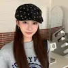 Gorra Plana Retro de Lunares Estilo Coreano para Mujer, Moda de Primavera y Otoño, Uso Diario, Circunferencia de Cabeza Grande, Boina, Gorra de Pintor Artístico