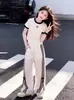 Conjunto de Verano para Niñas 2026 Nueva Moda Deportiva Manga Corta Pantalones de Pierna Ancha Conjunto de Dos Piezas Elegante Casual Ropa de Verano para Niños