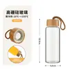 Venta Directa de Fábrica Tapa de Madera de Bambú Botella para Jugo de Frutas Cold Brew Botella para Bebidas de Leche y Café Vidrio de Alto Borosilicato Portátil Botella de Vidrio Personalizado