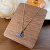 Nuevo Collar de Acero de Titanio con Goteo de Aceite Cola de Pez Océano Azul para Mujer Diseño Niche Lindo Versátil Cadena para Clavícula Joyería