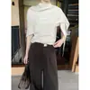 MMC popular suéter de punto con cuello medio de lana, mangas abullonadas pequeñas, conjunto de dos piezas tipo chal con ambiente de otoño 26 65290