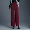 Calça de Veludo Chenille Elegante de Perna Larga para Mulheres, Novo Estilo Outono/Inverno 2026, Caimento Solto, Emagrecimento, Calça Casual Reta com Caimento