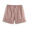 Moda feminina europeia e americana transfronteiriça AliExpress item mais vendido shorts casuais estilosos e sexy com bainha dobrada