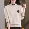 Suéter Feminino Temporada Outono e Inverno Roupa para Mãe 2026 Novo Estilo Camada Base de Cashmere Engrossado Diário Solto Confortável Estilo Gola Meia Alta