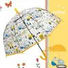 Paraguas Transparente con Temática de Gatos Lindos para Niños de Preescolar de 2 a 7 Años, Paraguas Largo Ligero con Dibujos Animados del Bosque para Niños al por Mayor