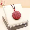 Colar Pingente com Lema de Seis Palavras para Mulheres Verão Simples Longo Pedra Natural Pendente no Pescoço Atacado Pingente Natural de Cinábrio