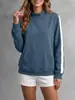 Sudadera de punto acanalado de cuello alto para mujer, estilo casual deportivo holgado con rayas en las mangas, nueva colección Otoño/Invierno 2026, europea y americana transfronteriza