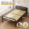 Cama individual plegable para uso doméstico, cama de siesta para adultos, marco de hierro reforzado con tablero de madera, cama doble, cama tradicional de bambú de 1.2m