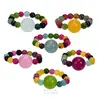 Anillos Artesanales de Piedra Natural con Cuentas de Alta Venta Transfronteriza para Mujer, Anillos Lisos de Ágata de una Sola Cuenta, Turmalina de Colores, Joyería Europea y Americana