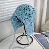 Nuevo Gorro de Lana Tejido Hueco Hecho a Mano para Mujer, Delgado Transpirable Estilo Étnico con Borla, Gorro de Punto