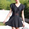 Moda Coreana Elegante Simples Maiô Barbie Feminino Novo Anti-luz Vazado Costura Saia Slim Fino Sexy Renda Maiô