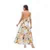 Vestido de Gasa para Mujer Europeo y Americano 2023 Diseño Independiente Primavera y Verano Nuevo Cuello Sin Mangas Espalda Descubierta Estilo Fresco Vestido Largo