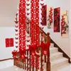Decoración de Pasamanos de Escalera Boda Rural Hombres y Mujeres Palabra Feliz Peldaños Pared Diseño de Habitación de Boda Set de Flores de Boda