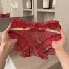 Bragas de encaje estilo francés para mujer, estampado floral pequeño, entrepierna de algodón puro, alto atractivo estético, nuevos calzones puros y sexys para mujer