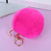 Llavero de Bola de Pelo de Conejo Rex Sintético de 8 cm Adorno Creativo para Coche Llavero Colgante de Bolsa Rellena de Pelo Sintético Regalo