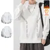Sudadera para hombre de otoño e invierno con forro polar, top casual tipo jersey de cuello redondo, chaqueta de corte holgado, camisa básica versátil, de manga larga y cálida