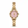 Relógio de Pulso Popular Feminino Transfronteiriço de Quartzo com Pulseira de Aço Dourado, Mostrador Redondo Pequeno, Ponteiros Romanos, Luxo Leve, Versátil para o Dia a Dia, Relógio Único Elegante